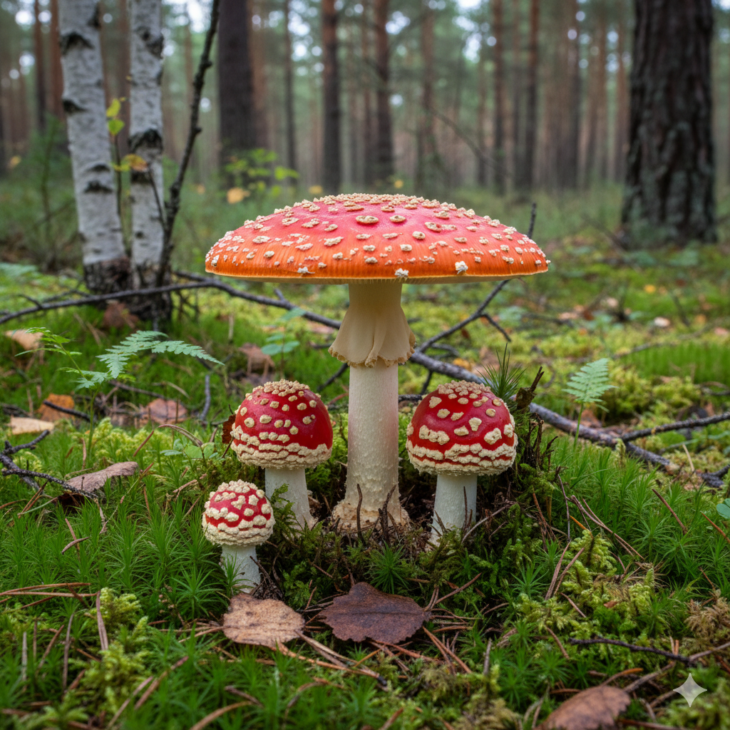 Yapay zeka ile oluşturulmuş "amanita muscaria"
